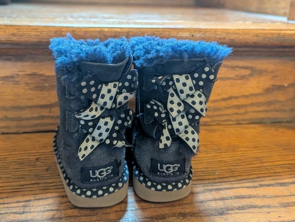UGG Navy Shearling Suede Boots Toddler Girls Size 9 Shoes